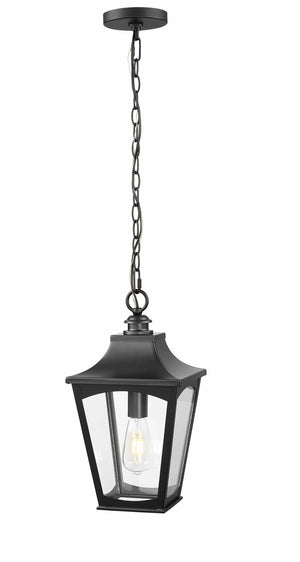 Pendant Fixtures Curry Outdoor Hanging Lantern - Powder Coated Black - Clear Glass - 9in. Diameter - E26 Medium Base