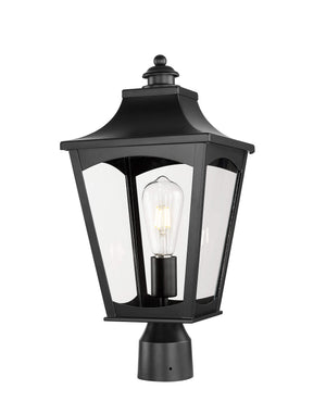 Post Top Lamps Curry Outdoor Post Top Lantern - Powder Coated Black - Clear Glass - 9in. Diameter - E26 Medium Base