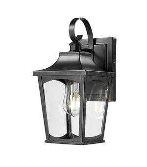 Wall Sconces Curry Outdoor Wall Sconce - Powder Coated Black - Clear Glass - 7in. Extension - E26 Medium Base