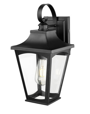 Wall Sconces Curry Outdoor Wall Sconce - Powder Coated Black - Clear Glass - 8.5in. Extension - E26 Medium Base