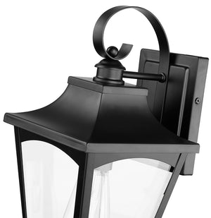 Wall Sconces Curry Outdoor Wall Sconce - Powder Coated Black - Clear Glass - 8.5in. Extension - E26 Medium Base