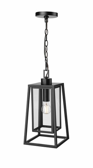 Pendant Fixtures Denzell Outdoor Hanging Lantern - Powder Coated Black - Clear Glass - 8.25in. Diameter - E26 Medium Base