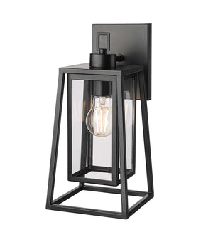 Wall Sconces Denzell Outdoor Wall Sconce - Powder Coated Black - Clear Glass - 7.5in. Extension - E26 Medium Base