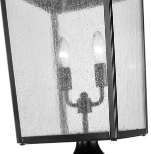 Post Top Lamps Devens Outdoor Post Top Lantern - Powder Coated Black - Clear Seeded Glass - 10in. Diameter - E12 Candelabra Base