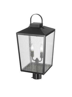 Post Top Lamps Devens Outdoor Post Top Lantern - Powder Coated Black - Clear Seeded Glass - 10in. Diameter - E12 Candelabra Base