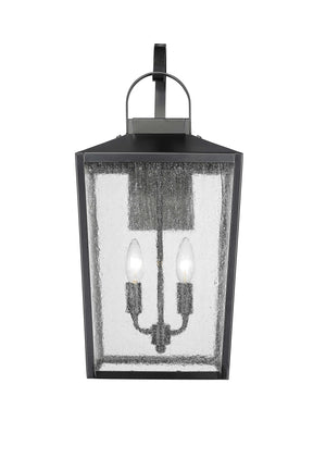 Wall Sconces Devens Outdoor Wall Sconce - Powder Coated Black - Clear Seeded Glass - 12in. Extension - E26 Candelabra Base