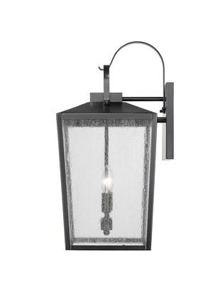 Wall Sconces Devens Outdoor Wall Sconce - Powder Coated Black - Clear Seeded Glass - 12in. Extension - E26 Candelabra Base