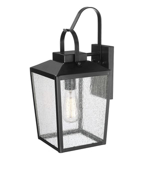 Wall Sconces Devens Outdoor Wall Sconce - Powder Coated Black - Clear Seeded Glass - 6.5in. Extension - E26 Medium Base