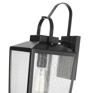 Wall Sconces Devens Outdoor Wall Sconce - Powder Coated Black - Clear Seeded Glass - 6.5in. Extension - E26 Medium Base