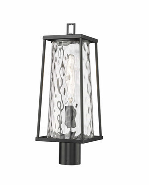 Post Top Lamps Dutton Outdoor Post Top Lantern - Powder Coated Black - Clear Water Textured Glass - 7.5in. Diameter - E26 Medium Base