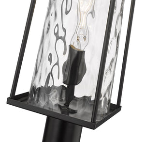 Post Top Lamps Dutton Outdoor Post Top Lantern - Powder Coated Black - Clear Water Textured Glass - 7.5in. Diameter - E26 Medium Base