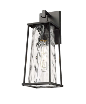 Wall Sconces Dutton Outdoor Wall Sconce - Powder Coated Black - Clear Water Textured Glass - 6.75in. Extension - E26 Medium Base