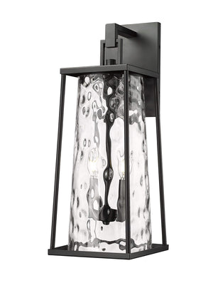 Wall Sconces Dutton Outdoor Wall Sconce - Powder Coated Black - Clear Water Textured Glass - 9.75in. Extension - E26 Candelabra Base