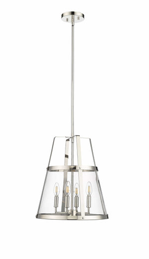 Pendant Fixtures Edelweiss Pendant - Polished Nickel - Clear Glass - 15.75in. Diameter - E12 Candelabra Base