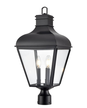 Post Top Lamps Edenton Outdoor Post Top Lantern - Matte Black - Clear Glass - 11in. Diameter - E12 Candelabra Base