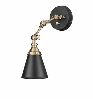 Wall Sconces Edith Swivel Arm Wall Sconce - Matte Black and Vintage Brass - 1.18in Extension -E26 Medium Base
