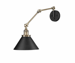 Wall Sconces Edward Swivel Arm Wall Sconce - Matte Black and Vintage Brass - 1.18in Extension -E26 Medium Base