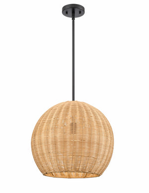 Pendant Fixtures Elise Pendant Fixture - Natural Rattan - Rattan Glass - 16in. Diameter - E26 Medium Base
