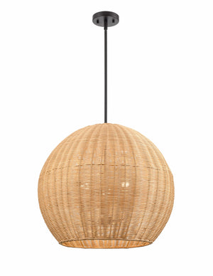 Pendant Fixtures Elise Pendant Fixture - Natural Rattan - Rattan Glass - 22in. Diameter - E26 Medium Base