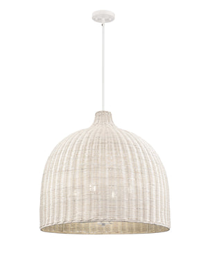 Pendant Fixtures Elise Pendant Fixture - White - Rattan Glass - 24.25in. Diameter - E26 Medium Base