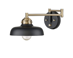 Wall Sconces Ellison Swivel Arm Wall Sconce - Matte Black and Vintage Brass - 1.18in Extension -E26 Medium Base