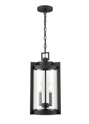 Pendant Fixtures Ellway Outdoor Hanging Lantern - Textured Black - Clear Glass - 9.75in. Diameter - E12 Candelabra Base