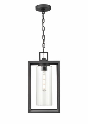 Pendant Fixtures Ellway Outdoor Hanging Lantern - Textured Black - Clear Glass - 9in. Diameter - E26 Medium Base
