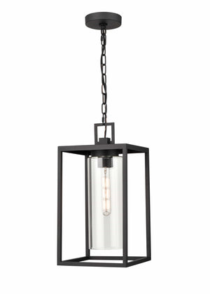 Pendant Fixtures Ellway Outdoor Hanging Lantern - Textured Black - Clear Glass - 9in. Diameter - E26 Medium Base