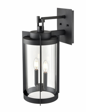 Wall Sconces Ellway Outdoor Wall Sconce - Textured Black - Clear Glass - 11in. Extension - E26 Candelabra Base