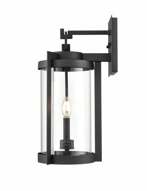 Wall Sconces Ellway Outdoor Wall Sconce - Textured Black - Clear Glass - 11in. Extension - E26 Candelabra Base