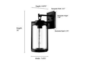 Wall Sconces Ellway Outdoor Wall Sconce - Textured Black - Clear Glass - 8.875in. Extension - E26 Medium Base