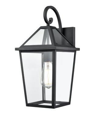 Wall Sconces Eston Outdoor Wall Sconce - Textured Black - Clear Glass - 9.5in. Extension - E26 Medium Base