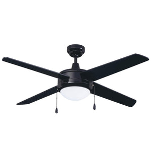 Ceiling Fan Europa 4-Blade Indoor Ceiling Fan - Black Finish - Black Blade - 50in. Sweep - 2-Bulb E26 Light Kit