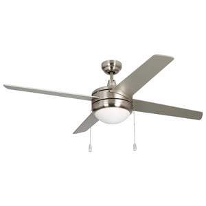 Ceiling Fan Europa 4-Blade Indoor Ceiling Fan - Brushed Nickel Finish - Brushed Nickel Blade - 50in. Sweep - 16W Integrated LED Module