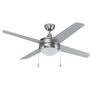 Ceiling Fan Europa 4-Blade Indoor Ceiling Fan - Brushed Nickel Finish - Brushed Nickel Blade - 50in. Sweep - 2-Bulb E26 Light Kit