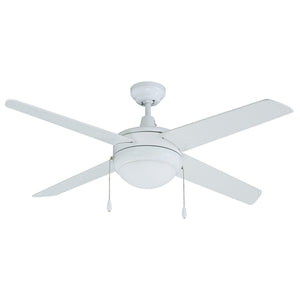 Ceiling Fan Europa 4-Blade Indoor Ceiling Fan - White Finish - White Blade - 50in. Sweep - 2-Bulb E26 Light Kit