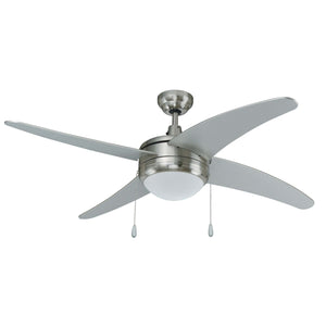 Ceiling Fan Europa I 4-Blade Indoor Ceiling Fan - Brushed Nickel Finish - Brushed Nickel Blade - 50in. Sweep - 2-Bulb E26 Light Kit