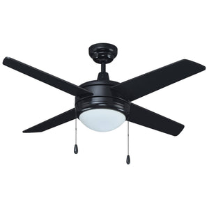Ceiling Fan Europa II 4-Blade Indoor Ceiling Fan - Black Finish - Black Blade - 44in. Sweep - 2-Bulb E26 Light Kit