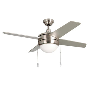 Ceiling Fan Europa II 4-Blade Indoor Ceiling Fan - Brushed Nickel Finish - Brushed Nickel Blade - 44in. Sweep - 2-Bulb E26 Light Kit