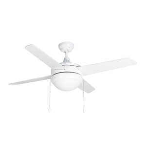 Ceiling Fan Europa II 4-Blade Indoor Ceiling Fan - White Finish - White Blade - 44in. Sweep - 2-Bulb E26 Light Kit