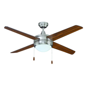 Ceiling Fan Europa IV 3-Blade Indoor Ceiling Fan - Brushed Nickel Finish - Walnut Blade - 52in. Sweep - 16W Integrated LED Module