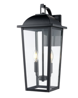 Wall Sconces Houston Outdoor Wall Sconce - Powder Coated Black - Clear Glass - 10.25in. Extension - E12 Candelabra Base