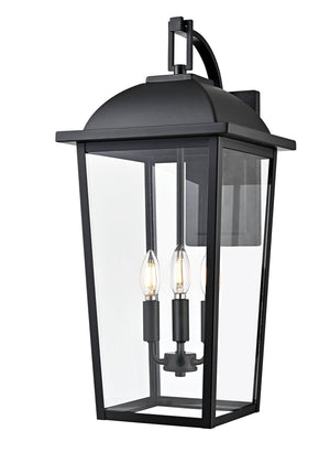 Wall Sconces Houston Outdoor Wall Sconce - Powder Coated Black - Clear Glass - 12.25in. Extension - E12 Candelabra Base