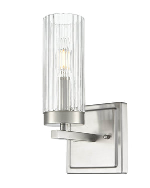 Wall Sconces Iversen Wall Sconce - Brushed Nickel - Clear Reeded Glass - 5.75in. Extension - E12 Candelabra Base
