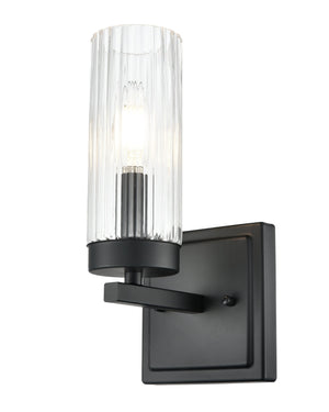 Wall Sconces Iversen Wall Sconce - Matte Black - Clear Reeded Glass - 5.75in. Extension - E12 Candelabra Base
