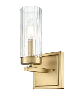 Wall Sconces Iversen Wall Sconce - Vintage Brass - Clear Reeded Glass - 5.75in. Extension - E12 Candelabra Base
