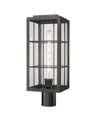 Post Top Lamps Jaxson Outdoor Post Top Lantern - Powder Coated Black - Clear Seeded Glass - 7.5in. Diameter - E26 Medium Base