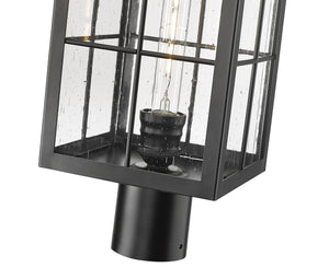Post Top Lamps Jaxson Outdoor Post Top Lantern - Powder Coated Black - Clear Seeded Glass - 7.5in. Diameter - E26 Medium Base
