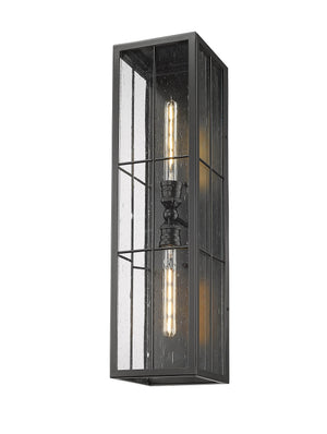 Wall Sconces Jaxson Outdoor Wall Sconce - Powder Coated Black - Clear Seeded Glass - 8in. Extension - E26 Medium Base
