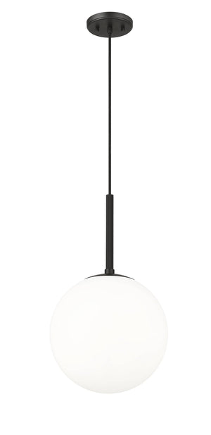 Pendant Fixtures Kairo Pendant Fixture - Matte Black - Shiny Opal Glass - 12in. Diameter - E26 Medium Base
